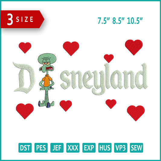 Squidward Disneyland Embroidery Design Files - 3 Size's