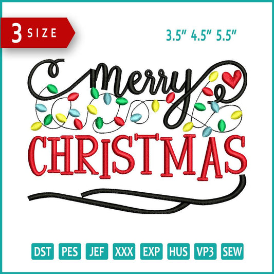 Merry Christmas v4 Embroidery Design Files - 3 Size's