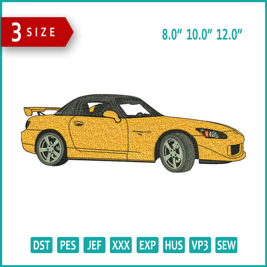 Honda S2000 1999 Embroidery Design Files - 3 Size's