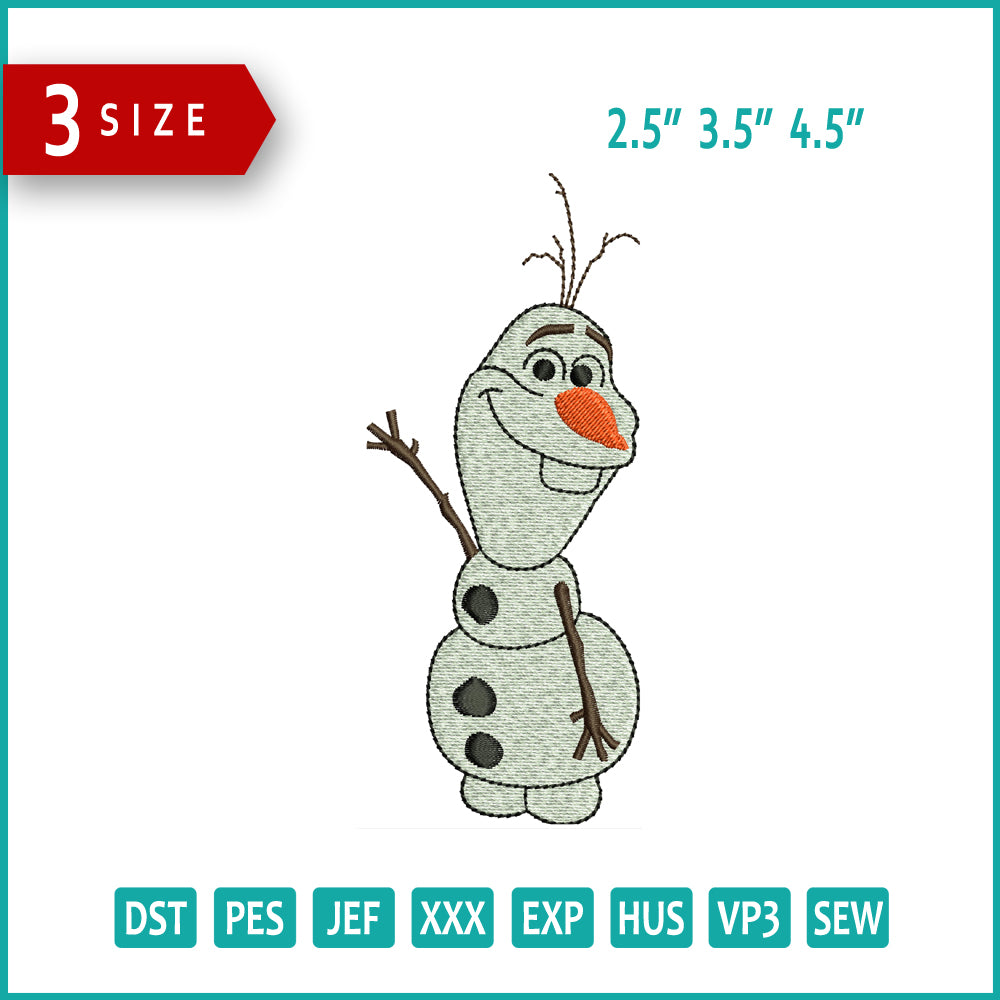 Olaf Embroidery Design Files - 3 Size's