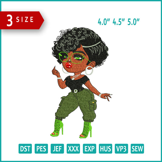 Glamorous Chibi Doll v2 Embroidery Files - 3 Size's Embroidery  Files - 3 Size's