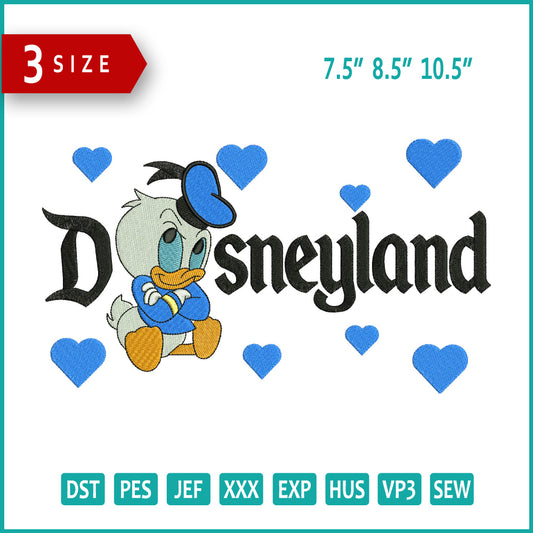 Baby Donald Duck Disneyland Embroidery Design Files - 3 Size's