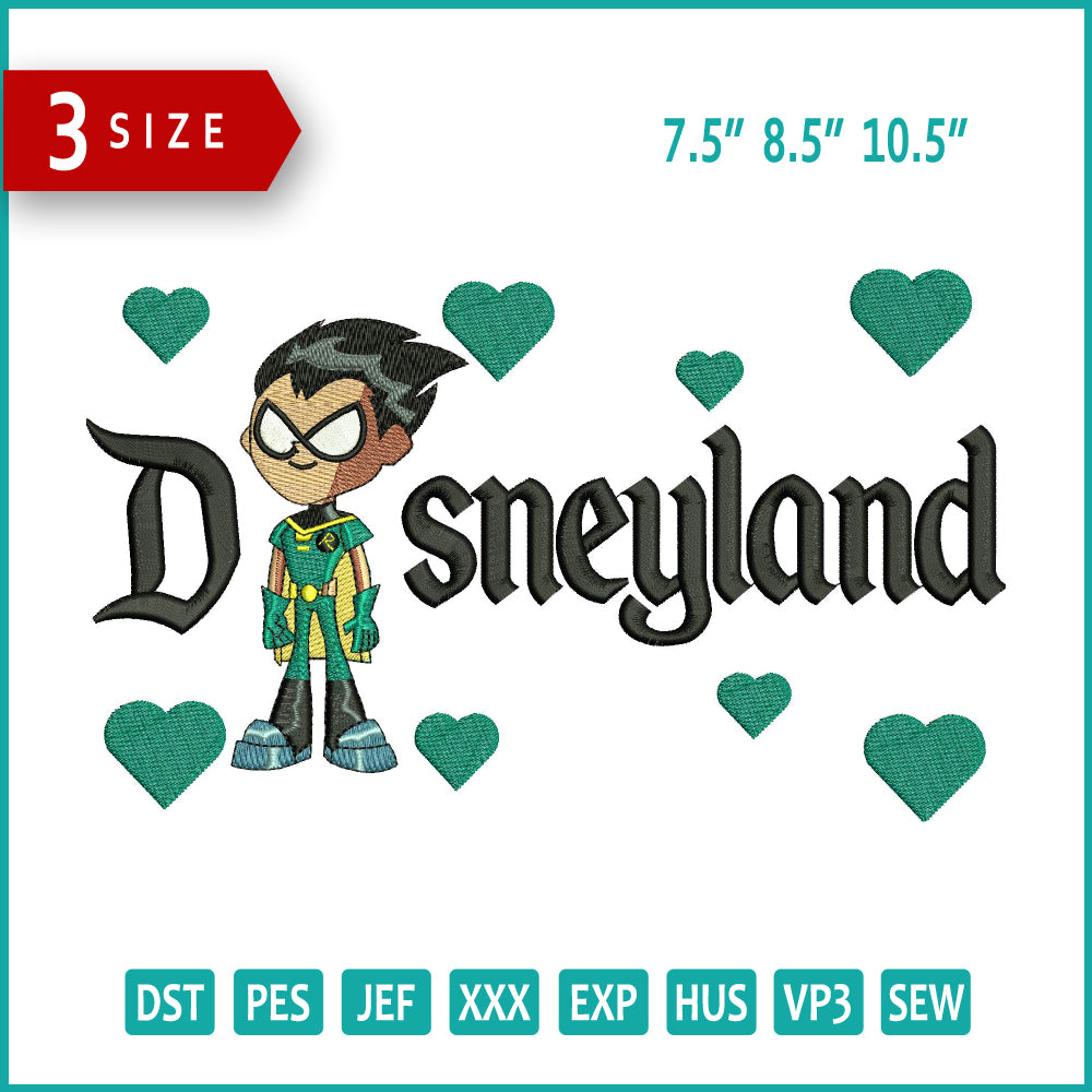 Robin Disneyland Embroidery Design Files - 3 Size's