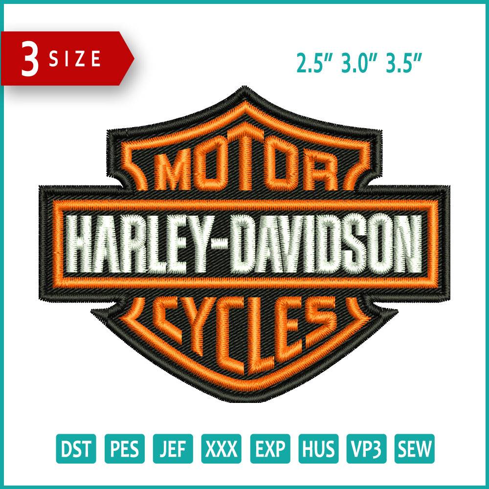 Motor Harley Davidson Cycles 3D Embroidery Design Files - 3 Size's