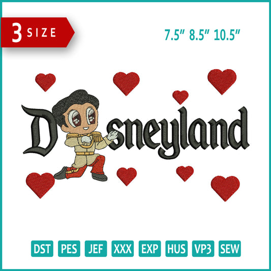 Chibi Prince Charming Disneyland Embroidery Design Files - 3 Sizes