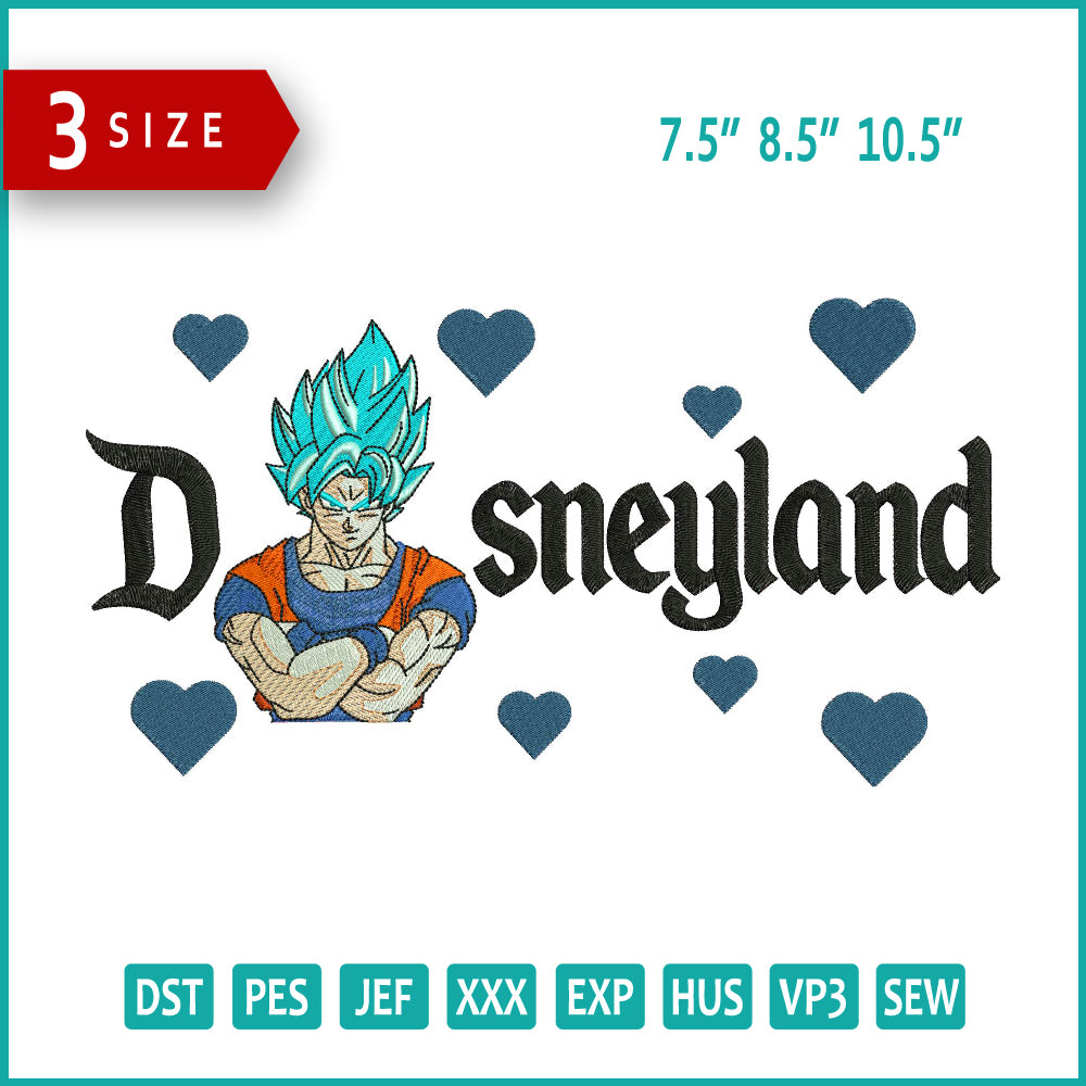 Super Saiyan Goku v2 Disneyland Embroidery Design Files - 3 Size's