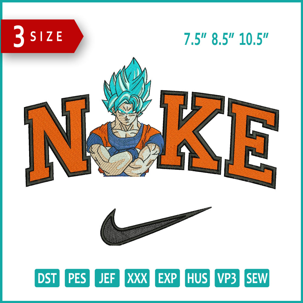 Nike Super Saiyan Goku v2 Embroidery Design Files - 3 Size's