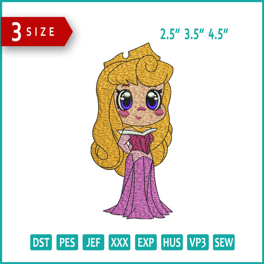 Chibi Aurora Embroidery Design Files - 3 Size's