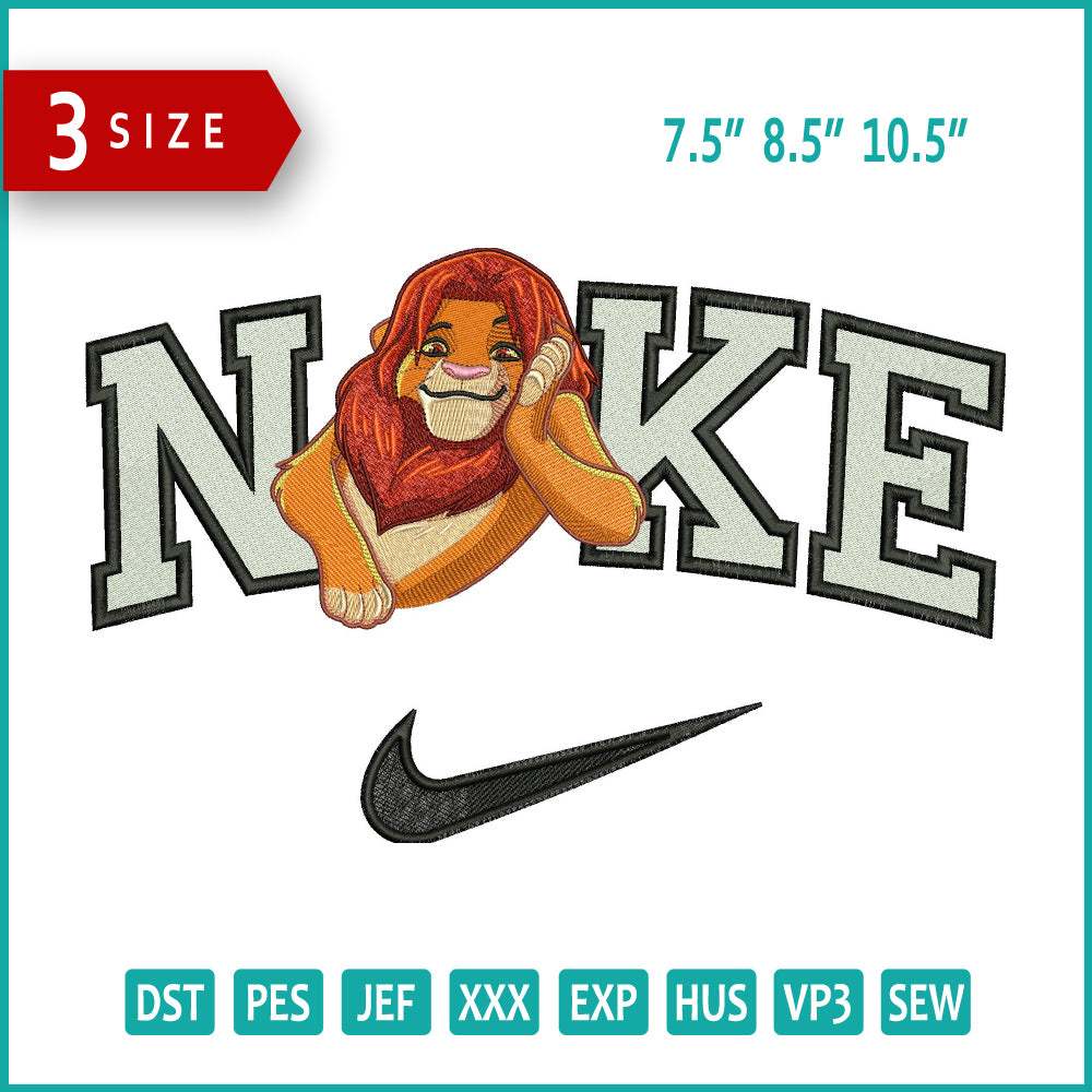 Nike Lion King v2 Embroidery Design Files - 3 Size's