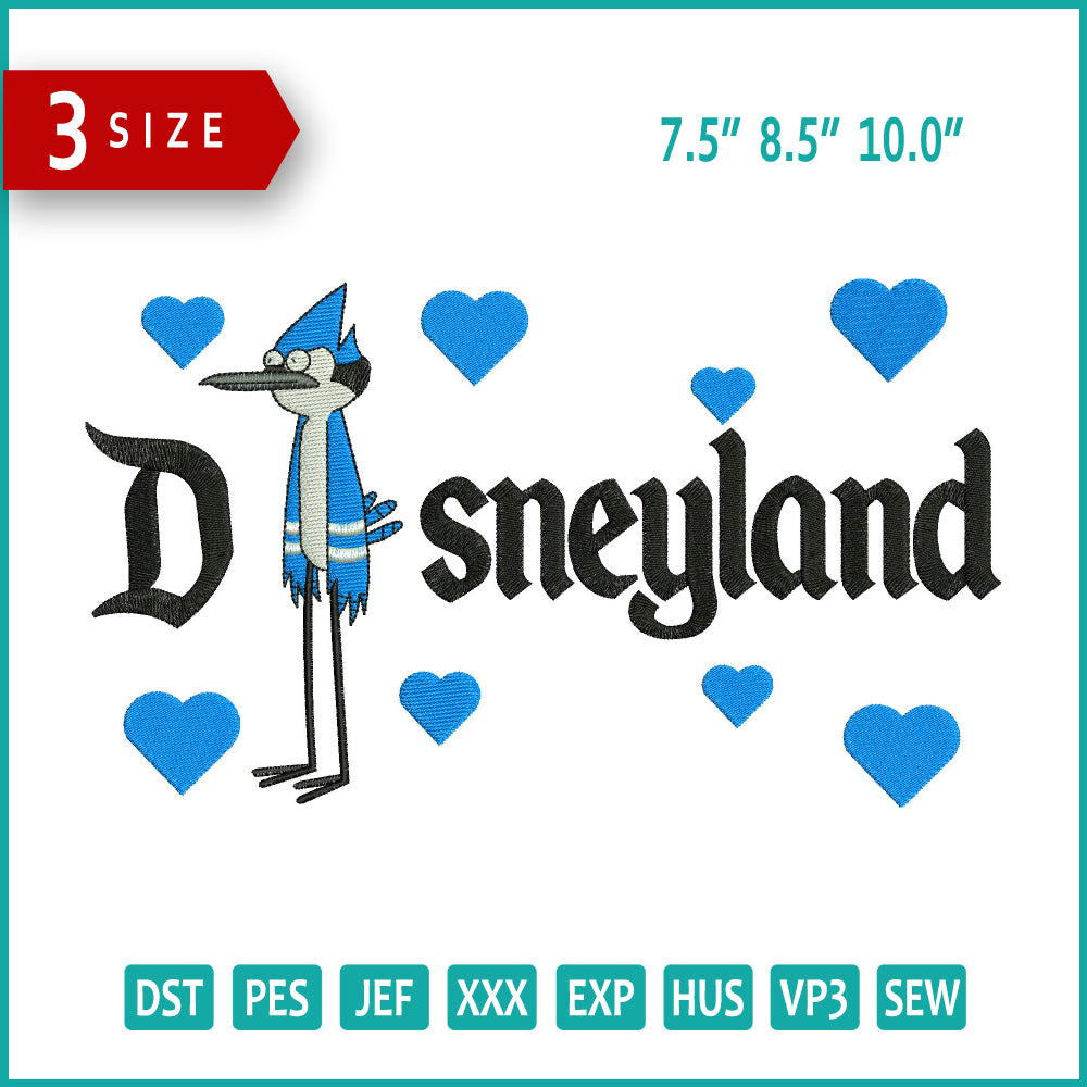 Mordecai Disneyland Embroidery Design Files - 3 Size's