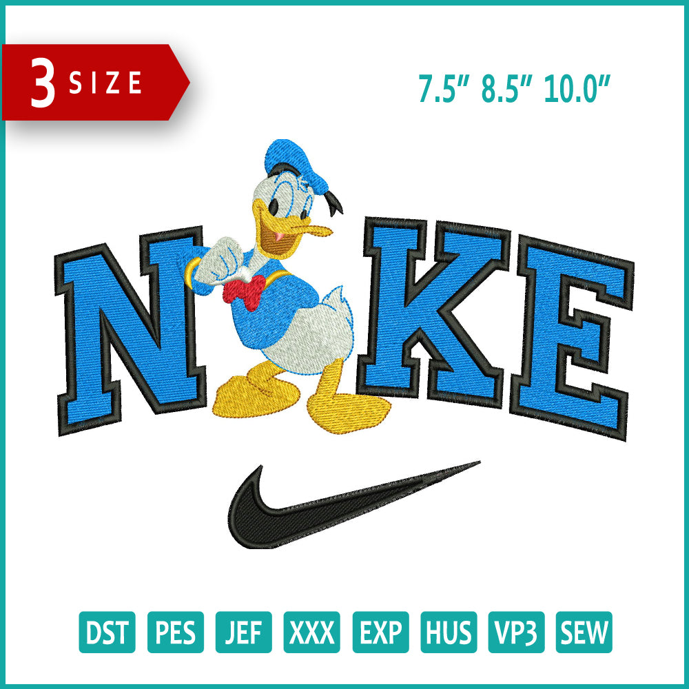 NIke Donald Duck Embroidery Design Files - 3 Size's