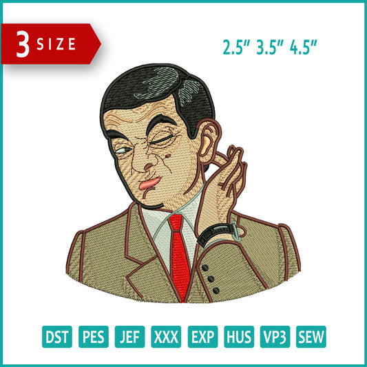 Mr Bean Embroidery Design Files - 3 Size's