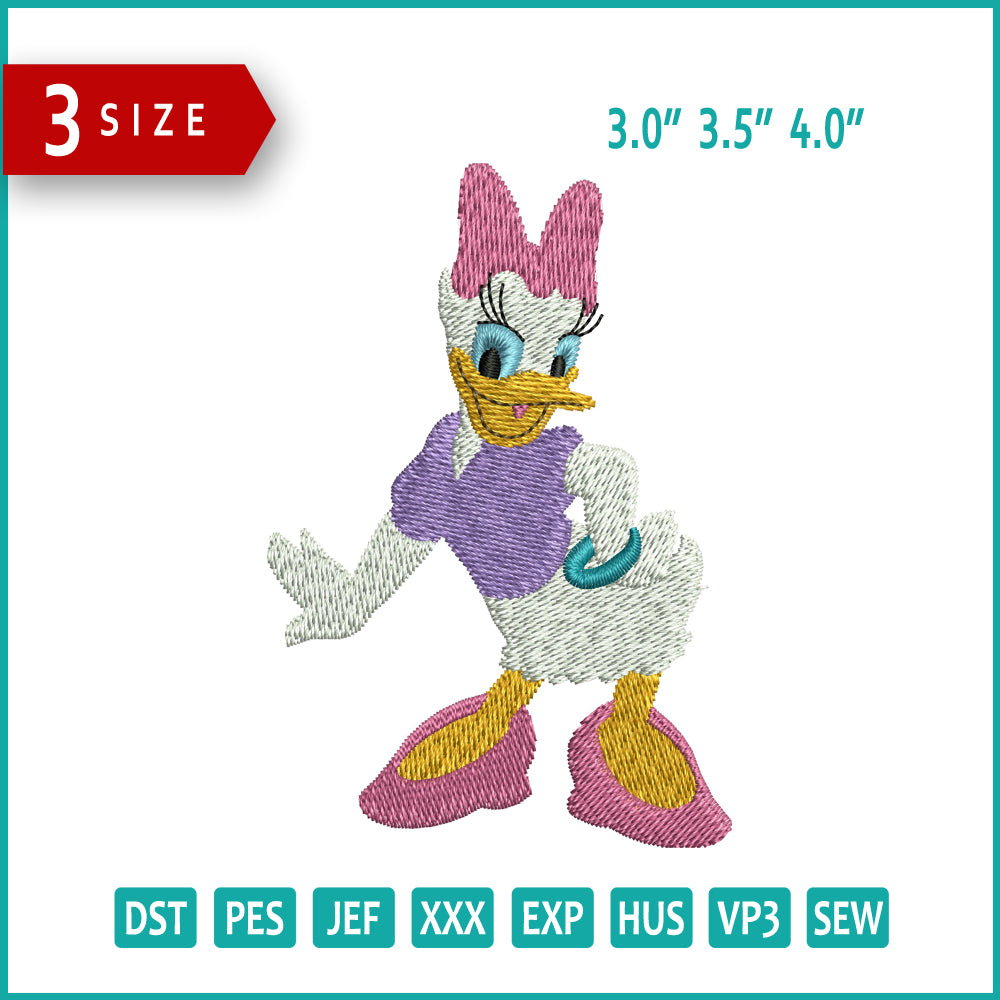 Daisy Duck Full Embroidery Design Files - 3 Sizes