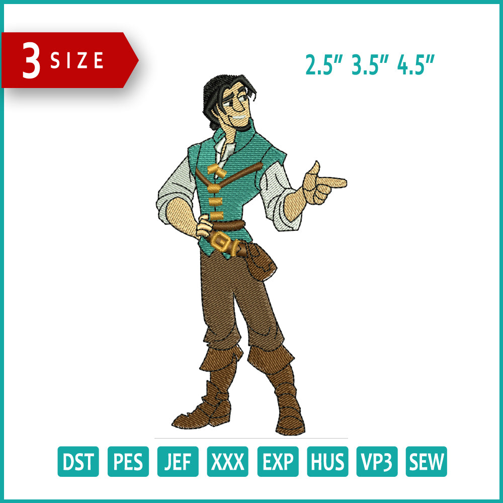 Flynn Rider v2 Embroidery Design Files - 3 Size's