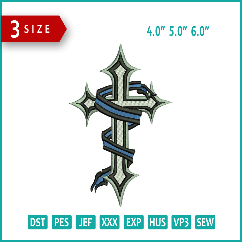 Christianity Cross Embroidery Design Files - 3 Size's