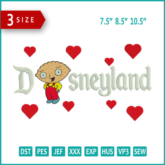 Stewie Griffin Disneyland Embroidery Design Files - 3 Size's