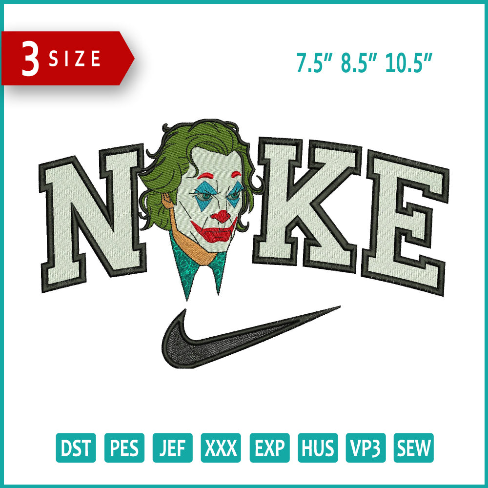 Nike Joker Face Embroidery Design Files - 3 Size's