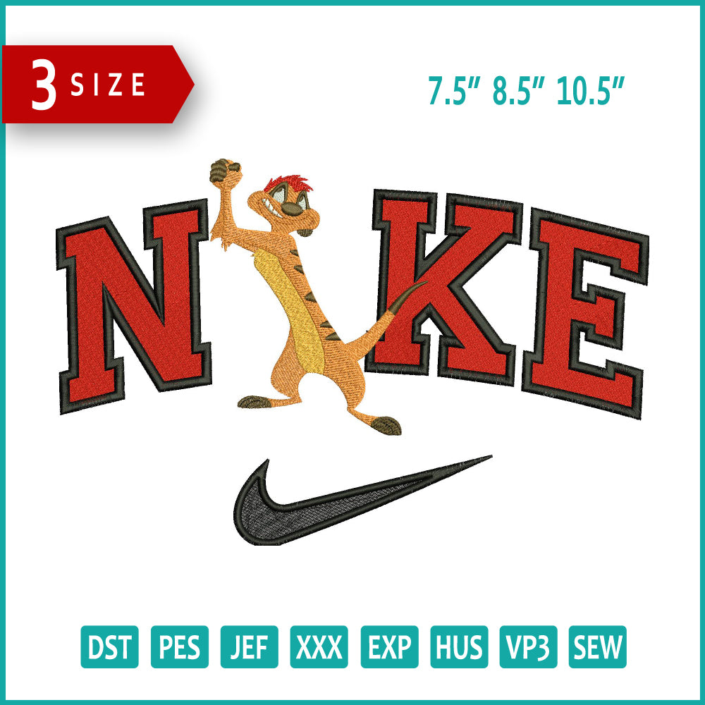 NIke Timon Embroidery Design Files - 3 Size's