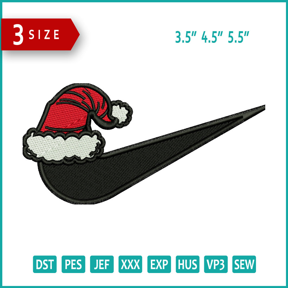 Santa Nike Embroidery Design Files - 3 Size's