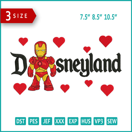 Chibi Iron Man Disneyland Embroidery Design Files - 3 Size's