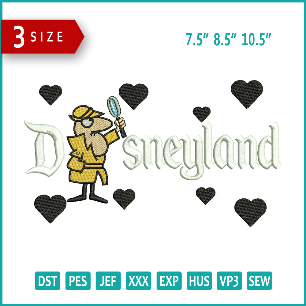 Inspector Clouseau Disneyland Embroidery Design Files - 3 Size's