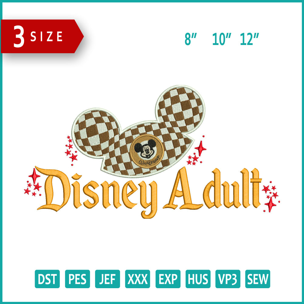 Disney Adult Embroidery Design Files - 3 Size's