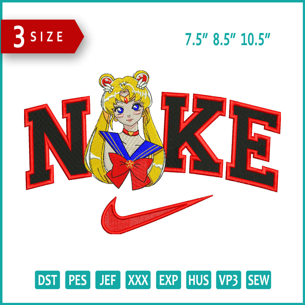 Nike Sailor Moon Half Embroidery Design Files - 3 Size's