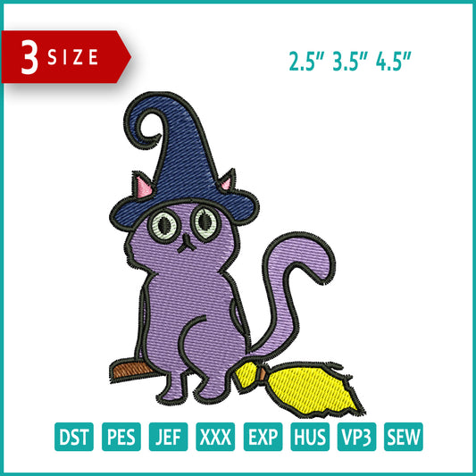 Kitty Witch Embroidery Files - 3 Size's