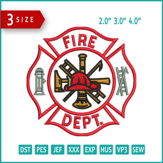 Fire Dept Embroidery Design Files - 3 Size's