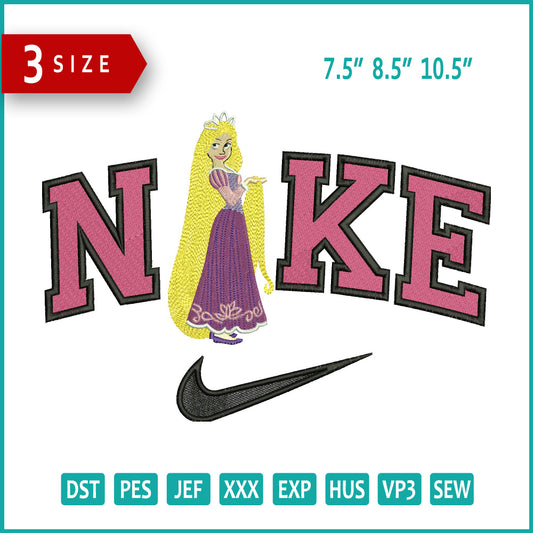 Nike Rapunzel v2 Embroidery Design Files - 3 Sizes