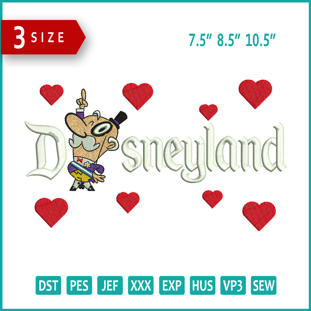 Mayor of Townsville Disneyland Embroidery Design Files - 3 Size's