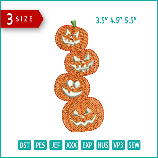 Archivos de bordado de calabazas de Halloween - 3 tamaños
