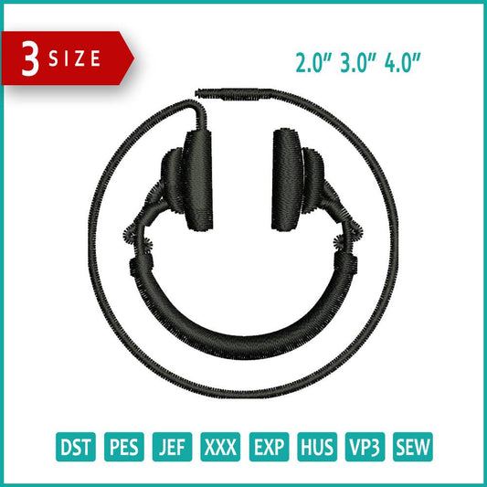 Headphone Embroidery Design Files - 3 Size's