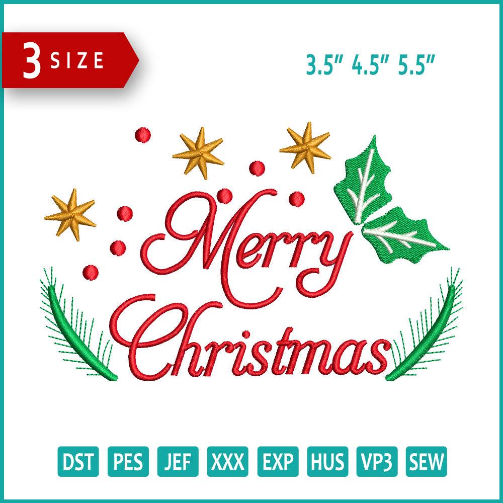 Merry Christmas v2 Embroidery Design Files - 3 Size's