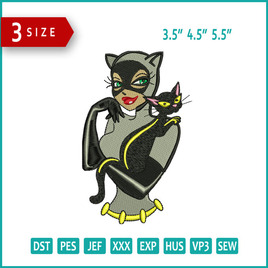 Catwoman Half Embroidery Design Files - 3 Size's