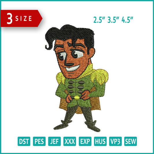 Chibi Prince Naveen Embroidery Design Files - 3 Size's