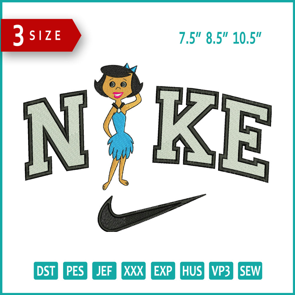 Nike Betty Rubble Embroidery Design Files - 3 Size's