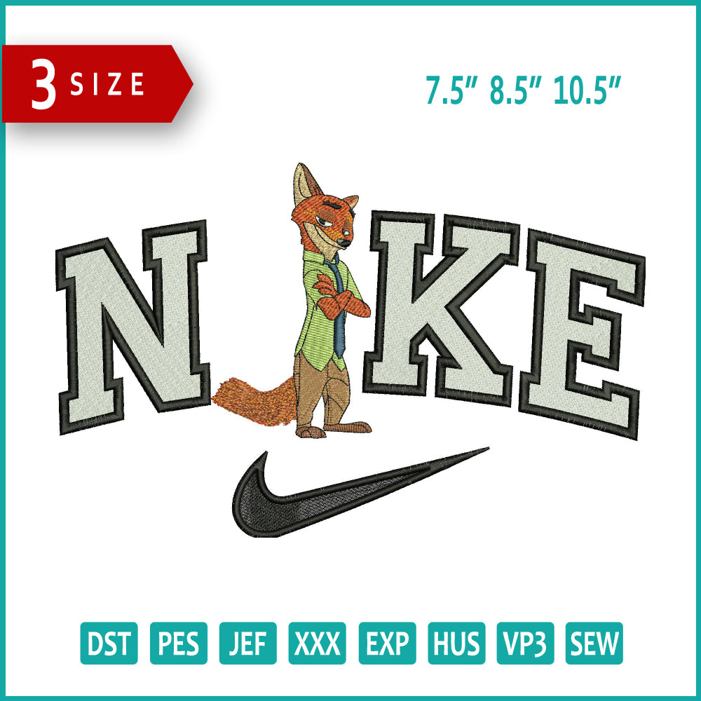 Nike Nick Wilde Embroidery Design Files - 3 Size's