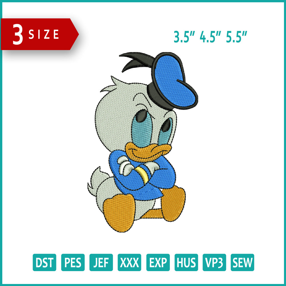 Baby Donald Duck  Embroidery Design Files - 3 Size's