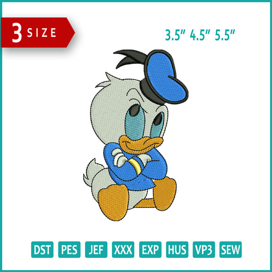 Baby Donald Duck  Embroidery Design Files - 3 Size's