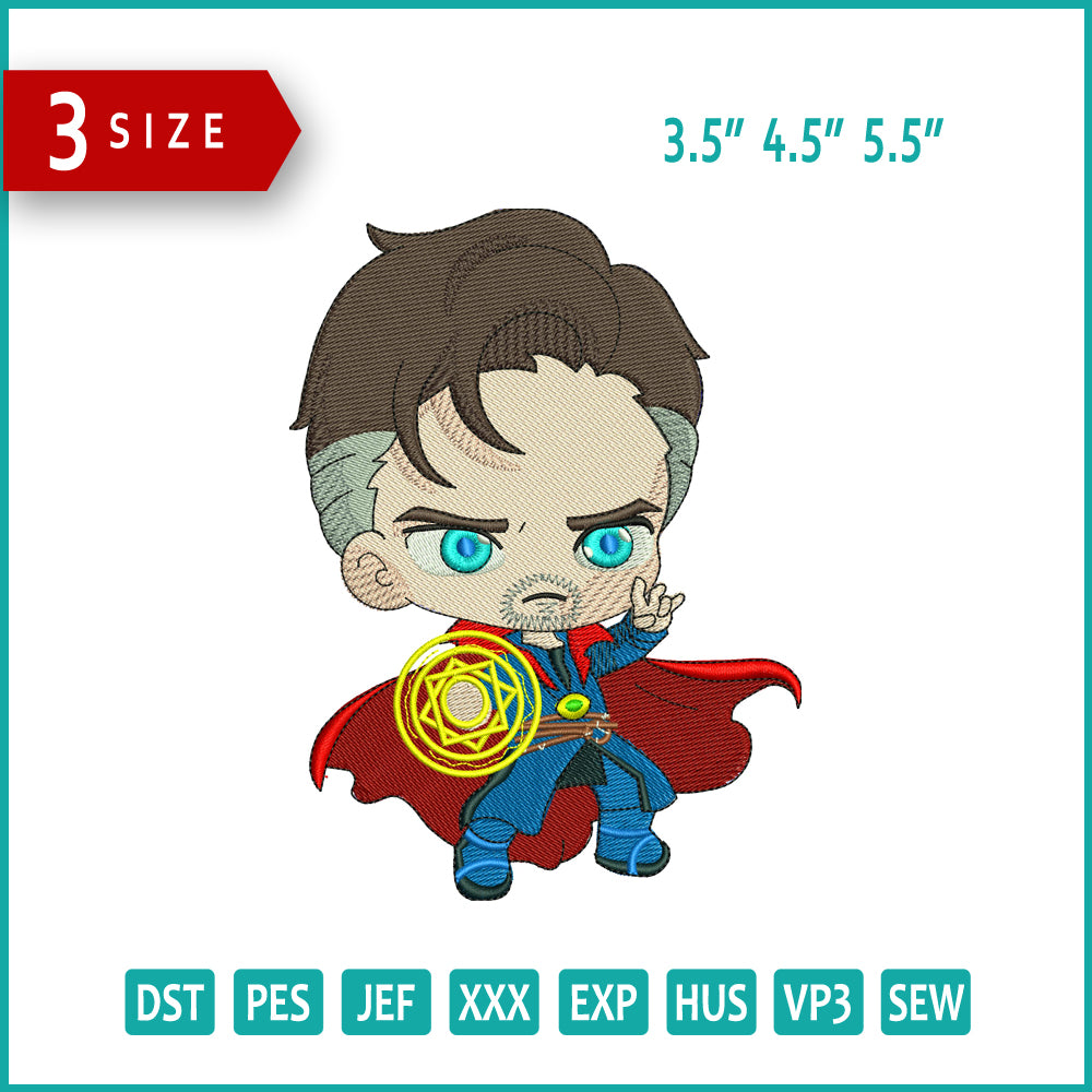 Chibi Doctor Strange Embroidery Design Files - 3 Size's