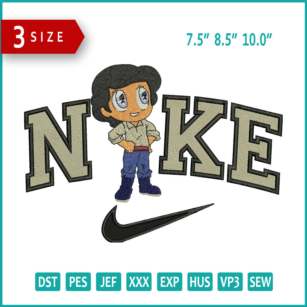 Nike Chibi Prince Eric v2 Embroidery Design Files - 3 Size's