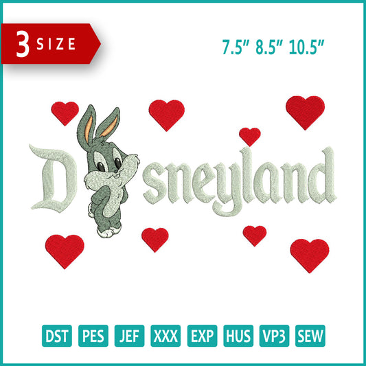 Chibi Bugs Bunny Disneyland Embroidery Design Files - 3 Size's