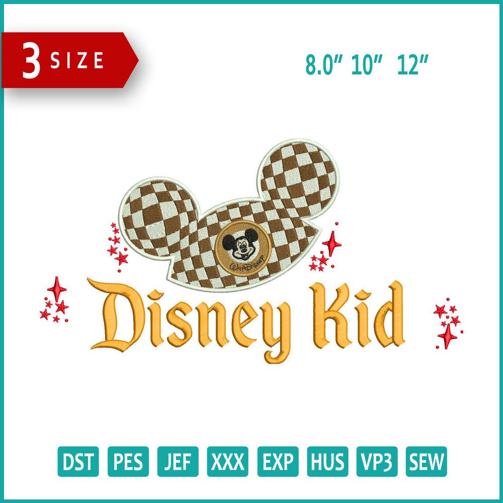 Disney Kid v2 Embroidery Design Files - 3 Size's