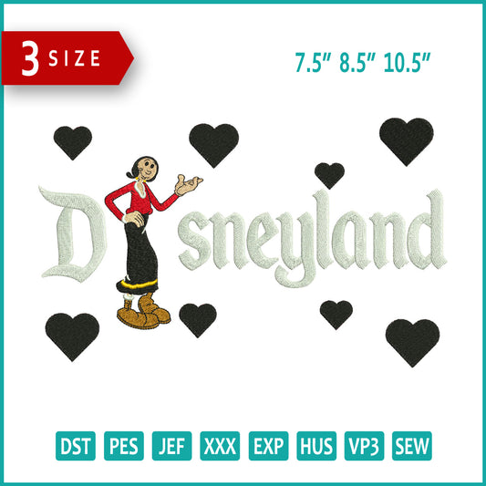 Olive Oyl Disneyland Embroidery Design Files - 3 Size's