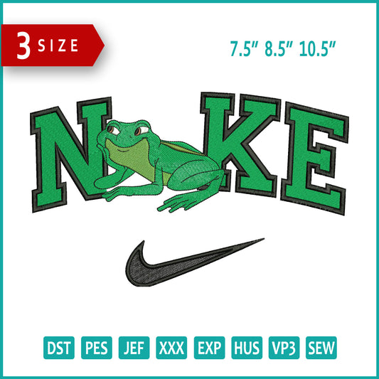 Nike Princess Tiana Frog Embroidery Design Files - 3 Size's