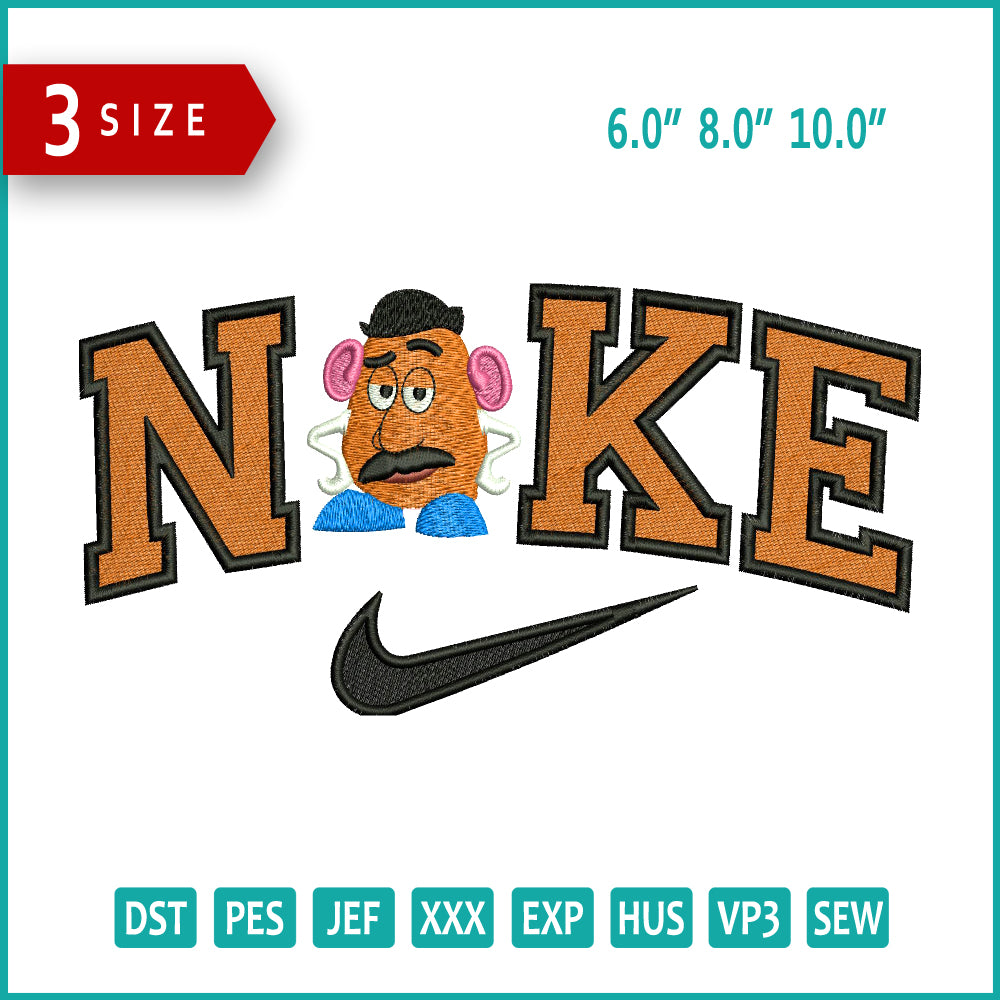 Nike Mr. Potato Embroidery Design Files - 3 Size's