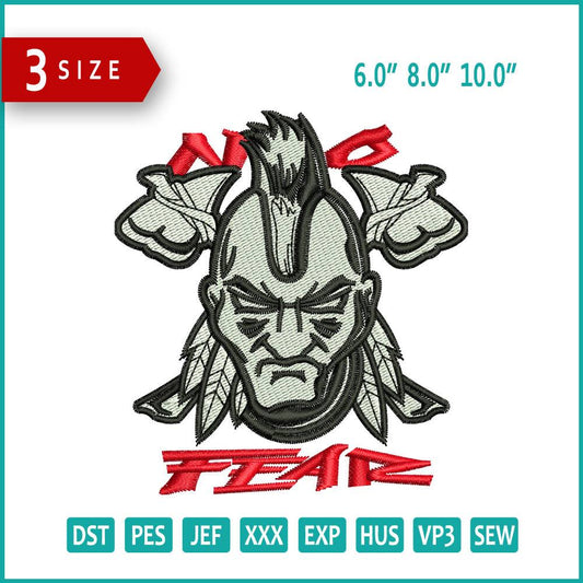 Fear Man Face Embroidery Design Files - 3 Size's