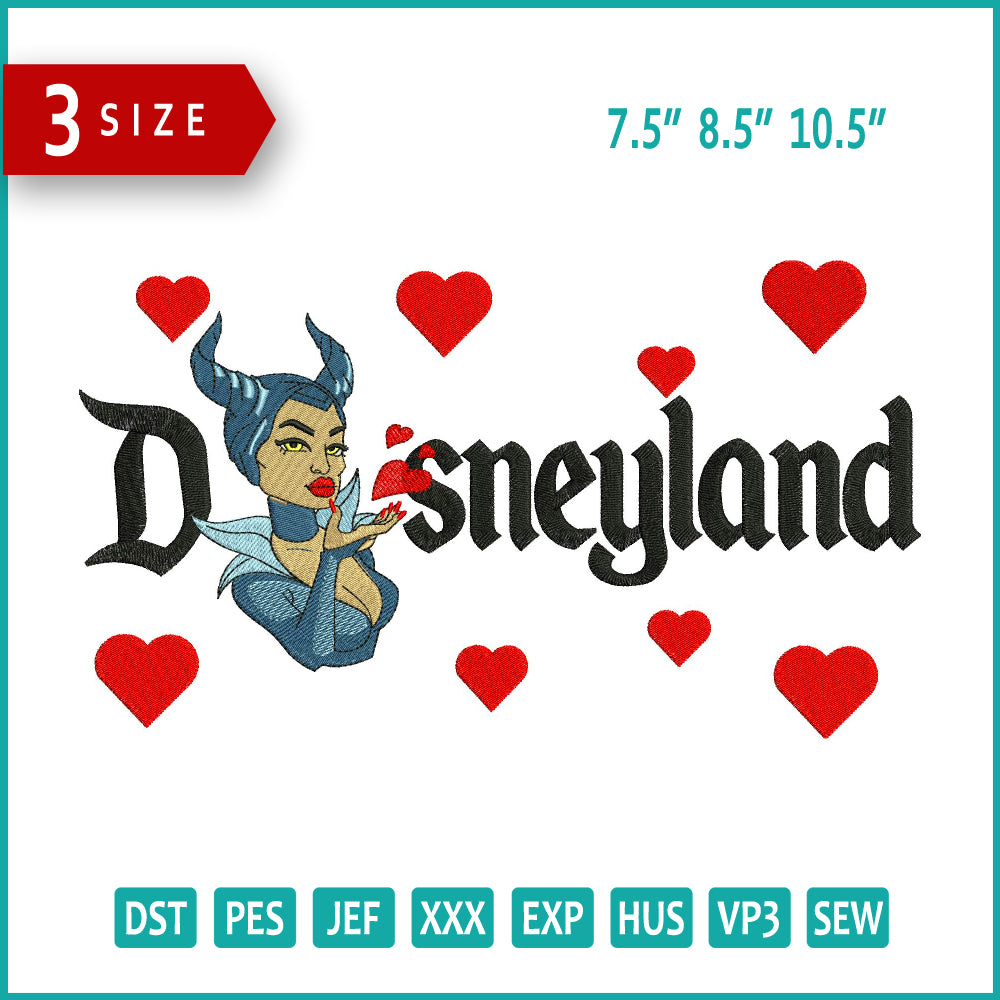 Maleficent Disneyland Embroidery Design Files - 3 Size's