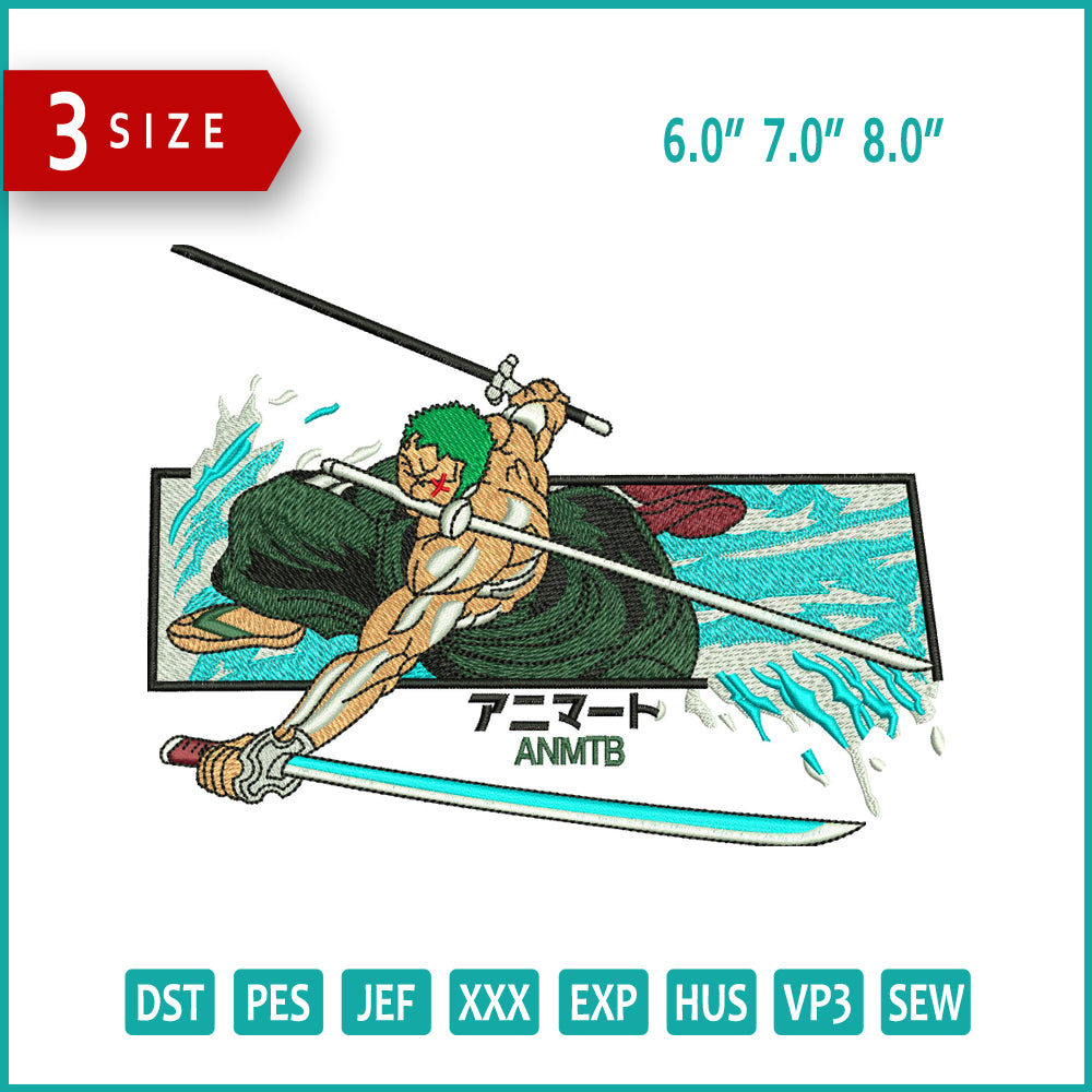 Roronoa Zoro Embroidery Design Files - 3 Size's